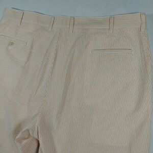 Bills Khakis Parker Short Mens 40 Orange White Seersucker Striped Standard Fit